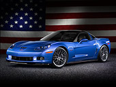 VET 01 BK0001 01
2011 Chevrolet Corvette Z06 Carbon Blue 3/4 Front View By American Flag In Studio
