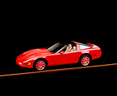 VET 01 RK0095 08
1996 Chevrolet Corvette LT-4 Red Overhead 3/4 Side View On Yellow Line Studio