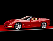 VET 01 RK0589 08
2002 Avelate Corvette Roadster Red 3/4 Side View On Red Floor Gray Line Studio