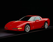 VET 01 RK0625 06
2004 Chevrolet Corvette Z06 Red 3/4 Front View On Gray Line Studio
