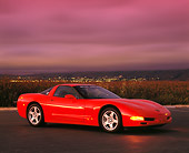 VET 01 RK0287 06
1998 Chevrolet Corvette C5 Red 3/4 Side View On Pavement At Night