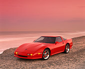 VET 01 RK0335 08
1990 Chevrolet Corvette Shinoda Red Front 3/4 View On Sand