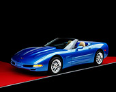 VET 01 RK0404 03
1998 Chevrolet Corvette Convertible Blue 3/4 Front View Studio