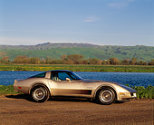 VET 01 RK0450 05
1982 Chevrolet Corvette Collector Edition Silver Beige 3/4 Front View By Water