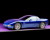 VET 01 RK0539 02
2002 Chevrolet Corvette Z06 Hardtop Blue 3/4 Side View On Gray Line Purple Floor Studio