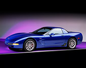 VET 01 RK0541 03
2002 Chevrolet Corvette Z06 Blue 3/4 Side View Studio