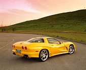VET 01 RK0549 02
2002 Chevrolet Corvette Z06 Avelate 3/4 Rear View On Pavement By Grass Hills