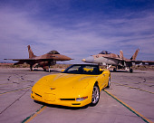 VET 01 RK0662 07
2001 Chevrolet Corvette Roadster Yellow By Two Jet Fighter Airplanes