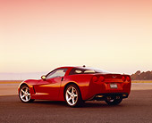 VET 01 RK0681 04
2005 Chevy Corvette C6 Red 3/4 Rear View On Pavement
