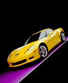 VET 01 RK0735 09
2006 Chevrolet, Corvette, Z06, Yellow 3/4 Slanted Front View On Purple Floor Studio