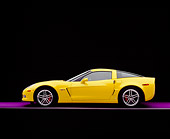 VET 01 RK0736 09
2006 Chevrolet, Corvette, Z06, Yellow Profile View On Purple Floor Studio