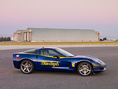 VET 01 RK0750 01
2005 Chevrolet Corvette C6 Lemans Blue 3/4 Front View On Pavement At Dusk