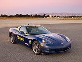 VET 01 RK0751 01
2005 Chevrolet Corvette C6 Lemans Blue 3/4 Front View On Pavement At Dusk