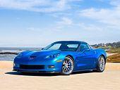 VET 01 RK0852 01
2009 Chevrolet Corvette ZR1 Coupe Blue 3/4 Front View On Pavement Blue Sky