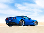 VET 01 RK0861 01
2009 Chevrolet Corvette ZR1 Coupe Blue 3/4 Rear View On Pavement Blue Sky