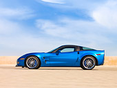 VET 01 RK0864 01
2009 Chevrolet Corvette ZR1 Coupe Blue Profile View On Pavement Blue Sky
