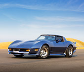 VET 01 RK0877 01
1981 Chevrolet Corvette FSO Coupe Blue 3/4 Front View Blue Sky