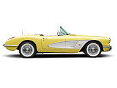 VET 02 BK0001 01
1958 Chevrolet Corvette Roadster Panama Yellow And White Profile View On White Seamless