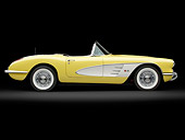 VET 02 BK0003 01
1958 Chevrolet Corvette Roadster Panama Yellow And White Profile View In Studio
