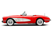 VET 02 BK0008 01
1958 Chevrolet Corvette Roadster Red And White Profile View On White Seamless