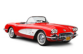 VET 02 BK0009 01
1959 Chevrolet Corvette Roadster Red And White 3/4 Front View On White Seamless