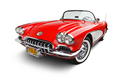 VET 02 BK0017 01
1959 Chevrolet Corvette Roadster Red And White 3/4 Front View On White Seamless