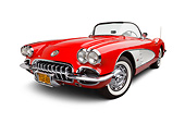 VET 02 BK0018 01
1959 Chevrolet Corvette Roadster Red And White 3/4 Front View On White Seamless
