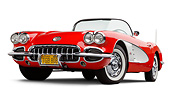 VET 02 BK0020 01
1959 Chevrolet Corvette Roadster Red And White 3/4 Front View On White Seamless