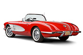 VET 02 BK0024 01
1959 Chevrolet Corvette Roadster Red And White 3/4 Rear View On White Seamless