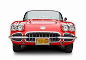 VET 02 BK0025 01
1959 Chevrolet Corvette Roadster Red And White Front View On White Seamless