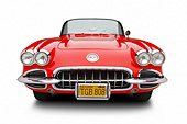 VET 02 BK0027 01
1959 Chevrolet Corvette Roadster Red And White Front View On White Seamless
