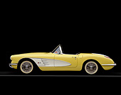 VET 02 RK0272 03
1958 Chevrolet Corvette Convertible Yellow White Cove Side View On Gray Line Studio