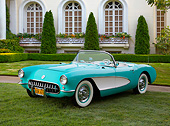 VET 02 RK0385 01
1956 Chevrolet Corvette Green And White 3/4 Front View On Grass By Mansion