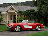 VET 02 RK0180 01
1959 Chevrolet Corvette Fuel Injected Roadster Red 3/4 Side View On Driveway