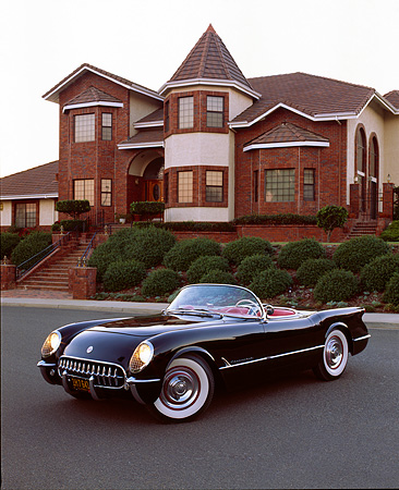 VET 02 RK0189 03 1954 Chevrolet Corvette Convertible Black 3 4 Front View 
