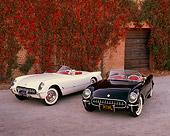 VET 02 RK0191 02
1954 And 1953 Black And White Chevrolet Corvette Convertible On Pavement