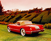 VET 02 RK0289 02
1954 Chevy Corvette Convertible Red 3/4 Rear View On Grass