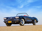 VET 02 RK0317 01
1958 Chevrolet Corvette Convertible Charcoal 3/4 Front View On Pavement