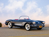 VET 02 RK0321 01
1958 Chevrolet Corvette Convertible Charcoal 3/4 Front View On Pavement