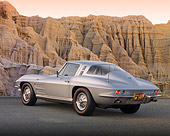 VET 03 BK0008 01
1964 Chevrolet Corvette Gray 3/4 Rear View On Pavement By Cliffside