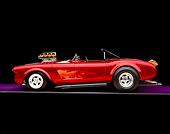 VET 03 RK0437 01
1960 Chevy Corvette Custom Convertible Red Side View On Purple Floor Gray Line Studio