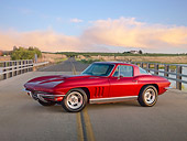 VET 03 RK0686 01
1966 Chevrolet Corvette Red 3/4 Front View On Road By Dry Grass And Pond