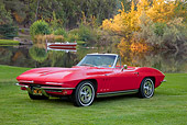 VET 03 RK0688 01
1965 Chevrolet Corvette Convertible Red 3/4 Front View On Grass By Pond