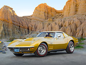 VET 03 RK0722 01
1969 Chevrolet Corvette L88 Gold 3/4 Front View On Pavement By Red Rock