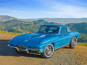 VET 03 RK0742 01
1966 Chevrolet Corvette Big Block 427 Blue 3/4 Front View On Gravel By Hills