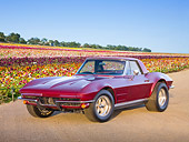 VET 03 RK0760 01
1964 Chevrolet Corvette Burgundy 3/4 Front View On Gravel By Field Of Flowers