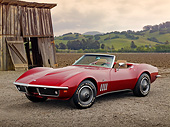 VET 03 RK0793 01
1969 Chevrolet Corvette Roadster Red 3/4 Front View On Dirt By Old Wooden Shed