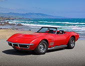 VET 03 RK0798 01
1969 Chevrolet Corvette Monza Red 3/4 Front View On Pavement By Beach
