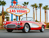 VET 03 RK0801 01
1961 Chevrolet Corvette Red 3/4 Front View On Pavement By Las Vegas Sign