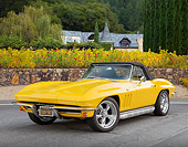 VET 03 RK0804 01
1965 Chevrolet Corvette Convertible Yellow 3/4 Front View On Pavement By Mansion